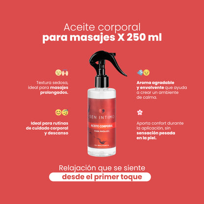 Aceite corporal Sen Íntimo 250ml - Textura sedosa ideal para masajes relajantes