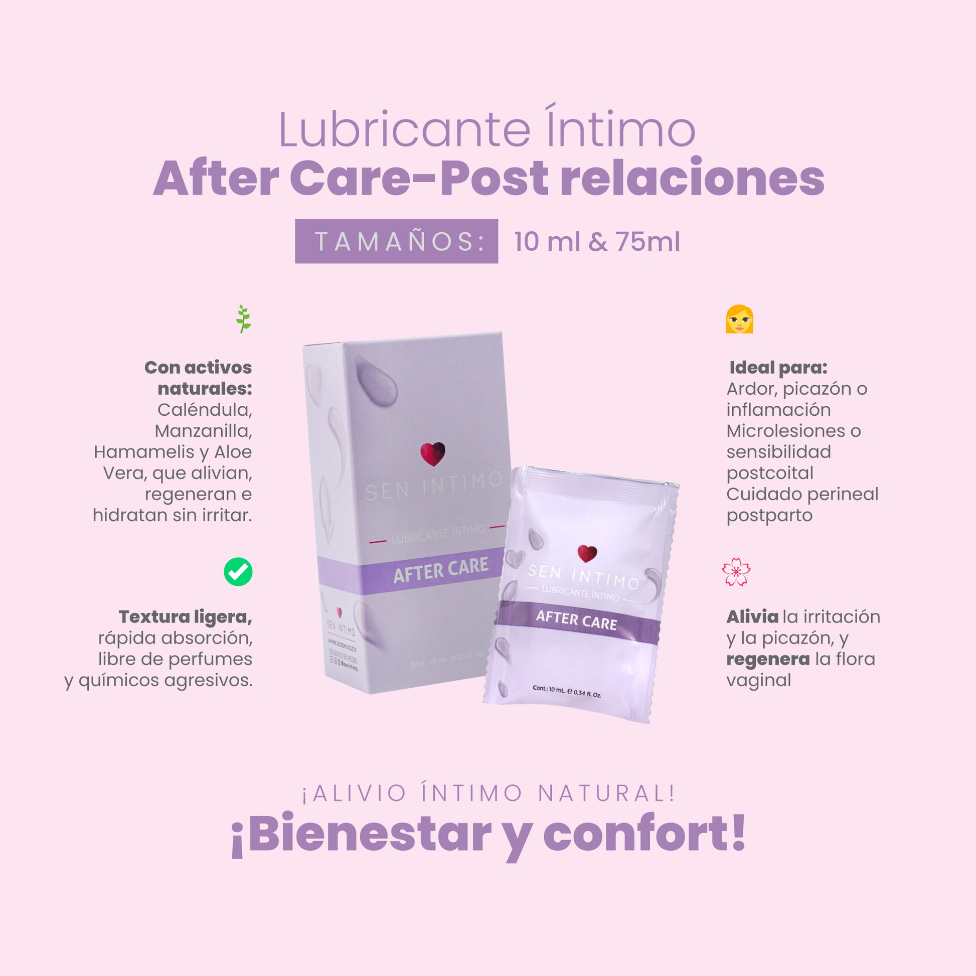 After Care Sen Íntimo - Beneficios: caléndula, manzanilla, hamamelis y aloe vera, ideal para ardor, microlesiones y postparto