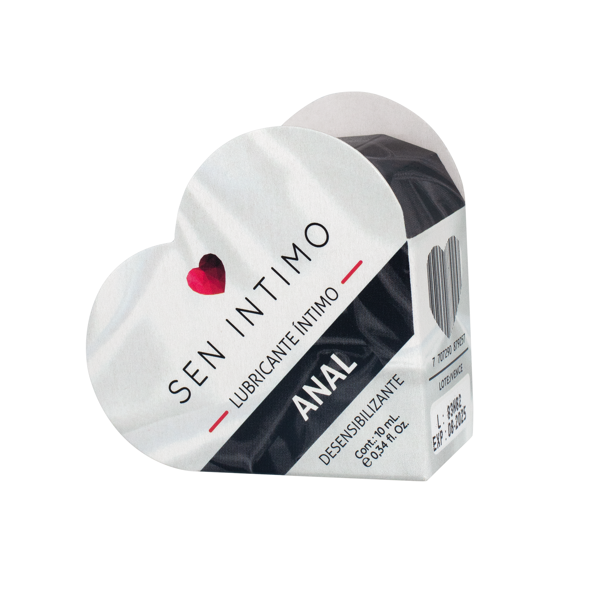 Lubricante Anal Desensibilizante 10ml Sen Íntimo - base agua, libre de parabenos, compatible con preservativos