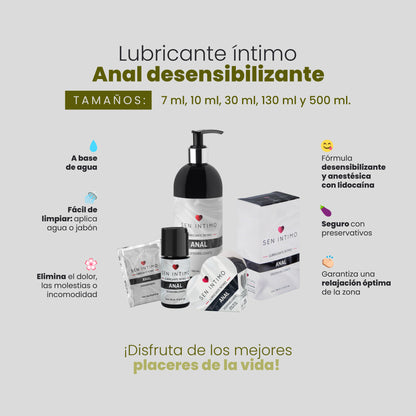 Beneficios Lubricante Anal Desensibilizante Sen Íntimo tamaños 7ml 10ml 30ml 130ml 500ml