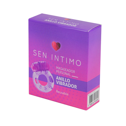 Anillo Vibrador Sen Íntimo - Caja lila con bala vibradora, masajeador personal reutilizable