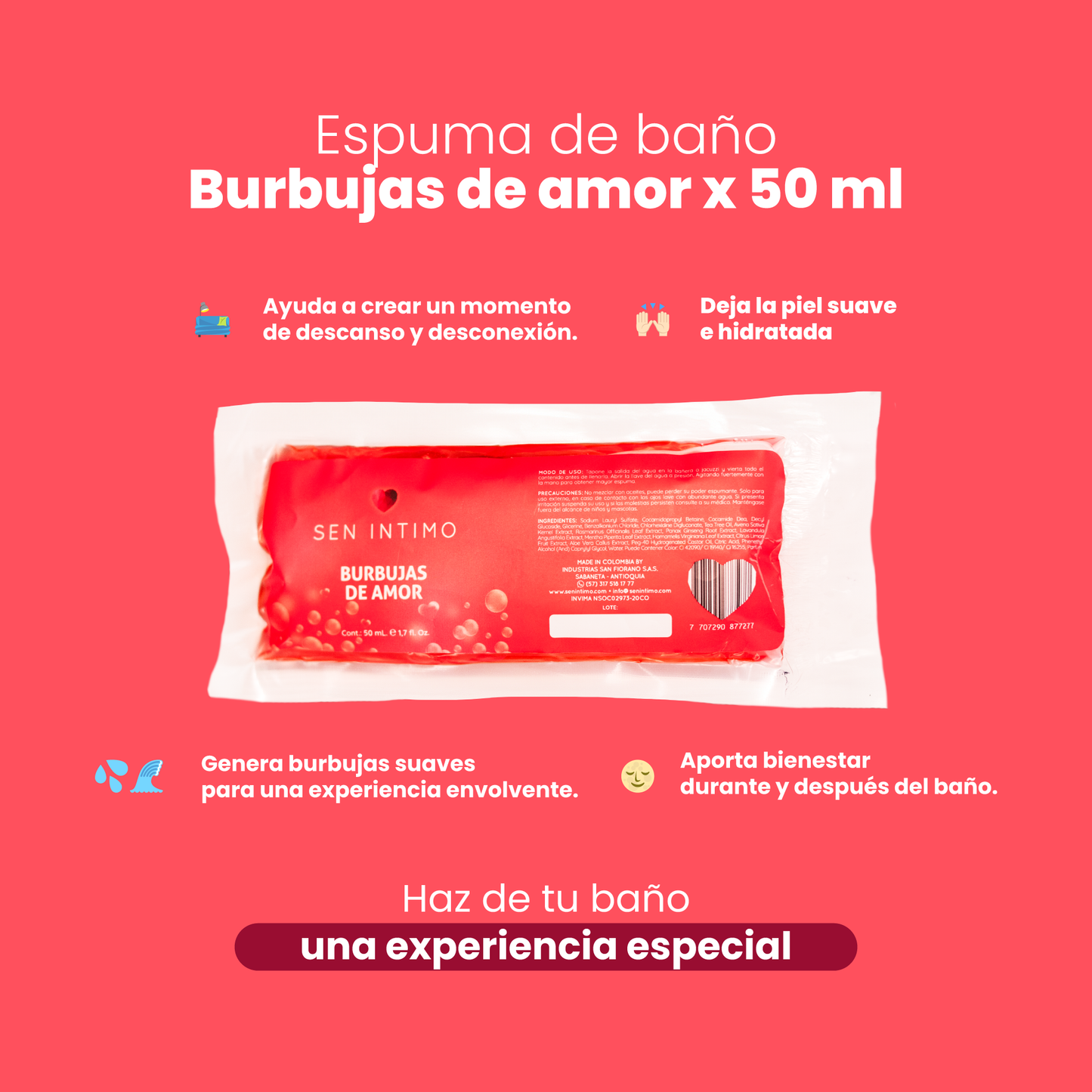 Love Bubble Sachet X 50Ml Sen Intimo