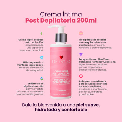 Beneficios crema íntima post depilatoria 200ml Aloe Vera Caléndula Pantenol Sen Íntimo