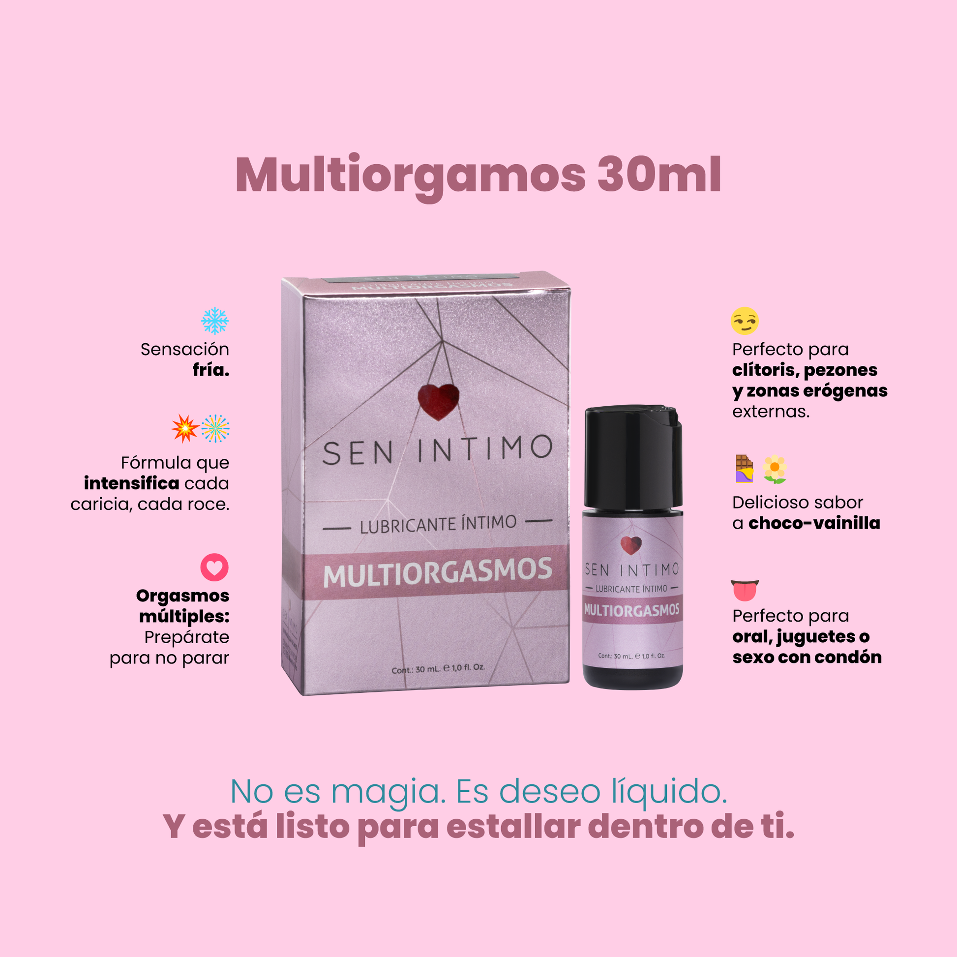 Lubricante Multiorgasmos Sen Íntimo beneficios base de agua vegano sin parabenos