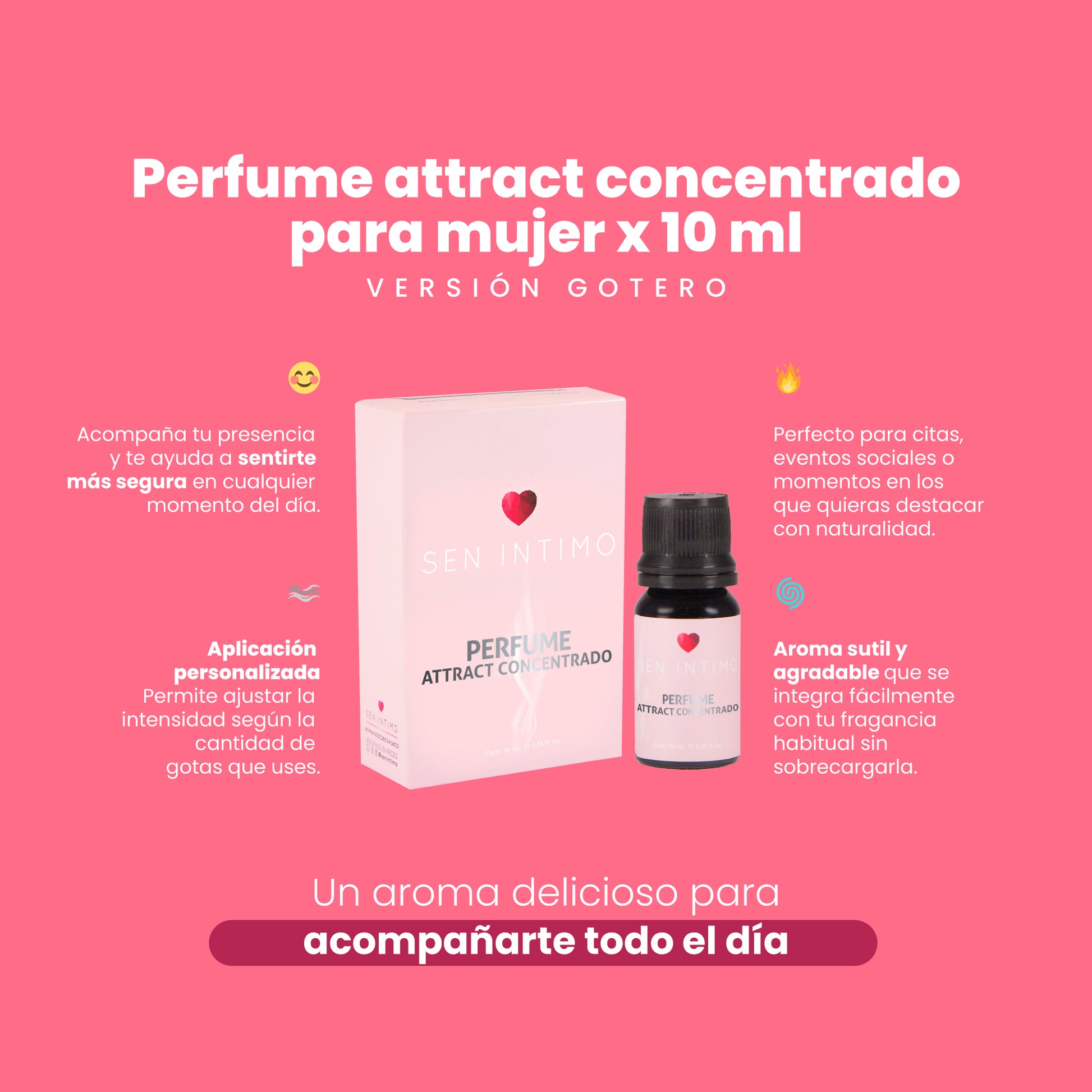 Perfume Attract Concentrado Gotero Sen Íntimo - beneficios aplicación personalizada para mujer