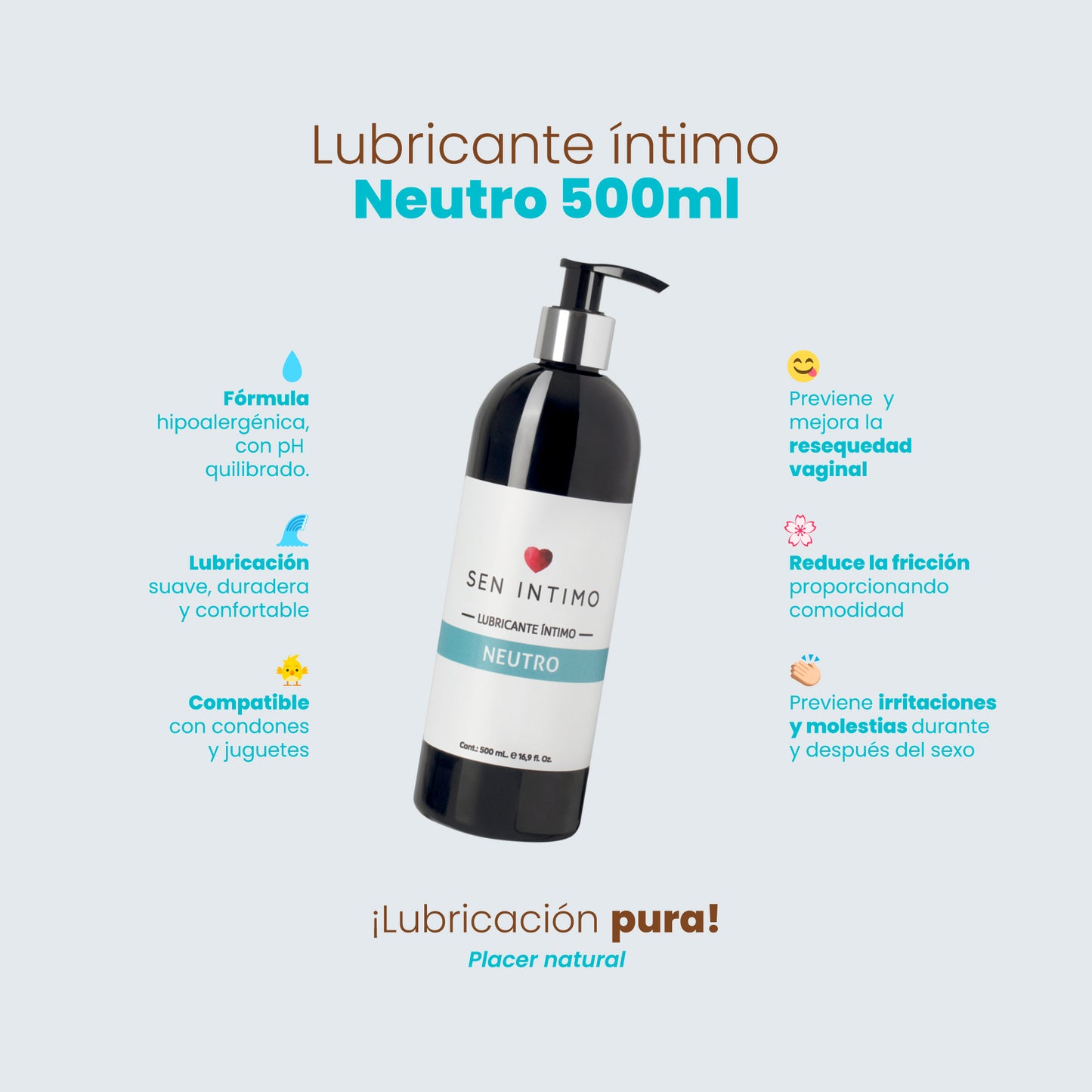 Beneficios lubricante íntimo neutro Sen Íntimo pH balanceado vegano sin parabenos