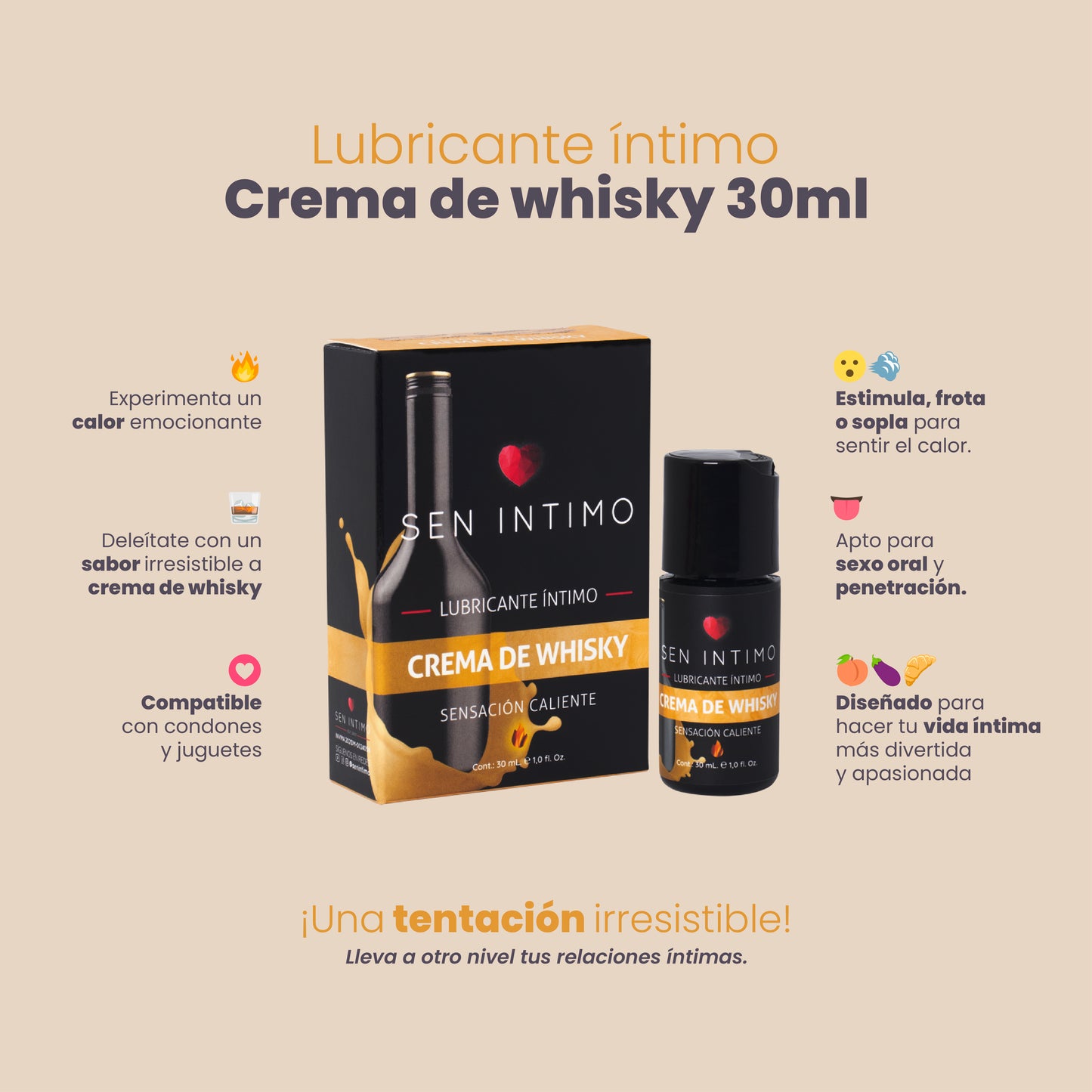 Lubricante Caliente Crema De Whisky Sen Intimo