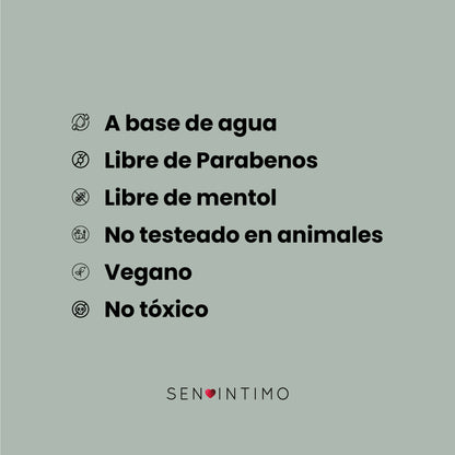 Lubricante de Menta Sen Íntimo - base agua, libre de parabenos, vegano, no tóxico