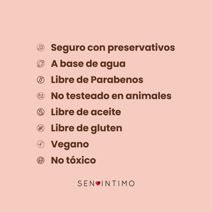 Lubricante Caliente Chocolate Sen Íntimo - vegano, base agua, libre parabenos, libre aceite, no tóxico