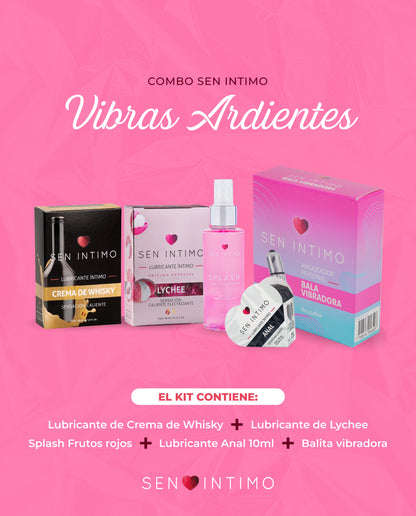Combo Vibras Ardientes Sen Íntimo - kit de lubricantes y vibrador