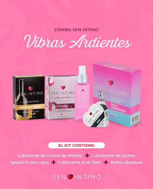 Combo Vibras Ardientes Sen Íntimo - kit de lubricantes y vibrador