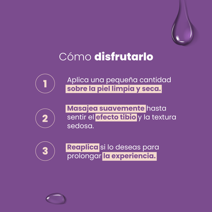 Aceite para masajes Sensual Warming Passion Sen Íntimo - cómo disfrutarlo 3 pasos modo de uso efecto tibio
