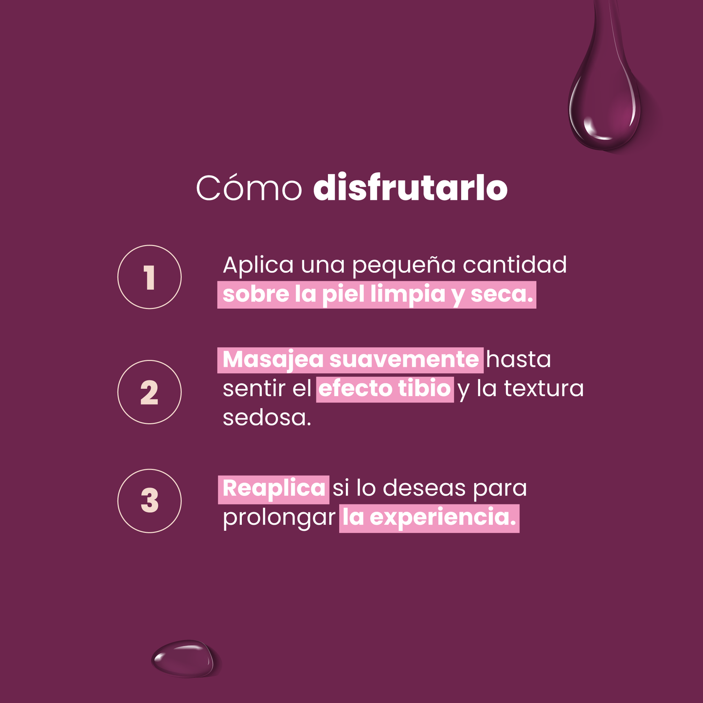 Aceite para masajes Sensual Warming Love Sen Íntimo - cómo disfrutarlo 3 pasos modo de uso efecto tibio
