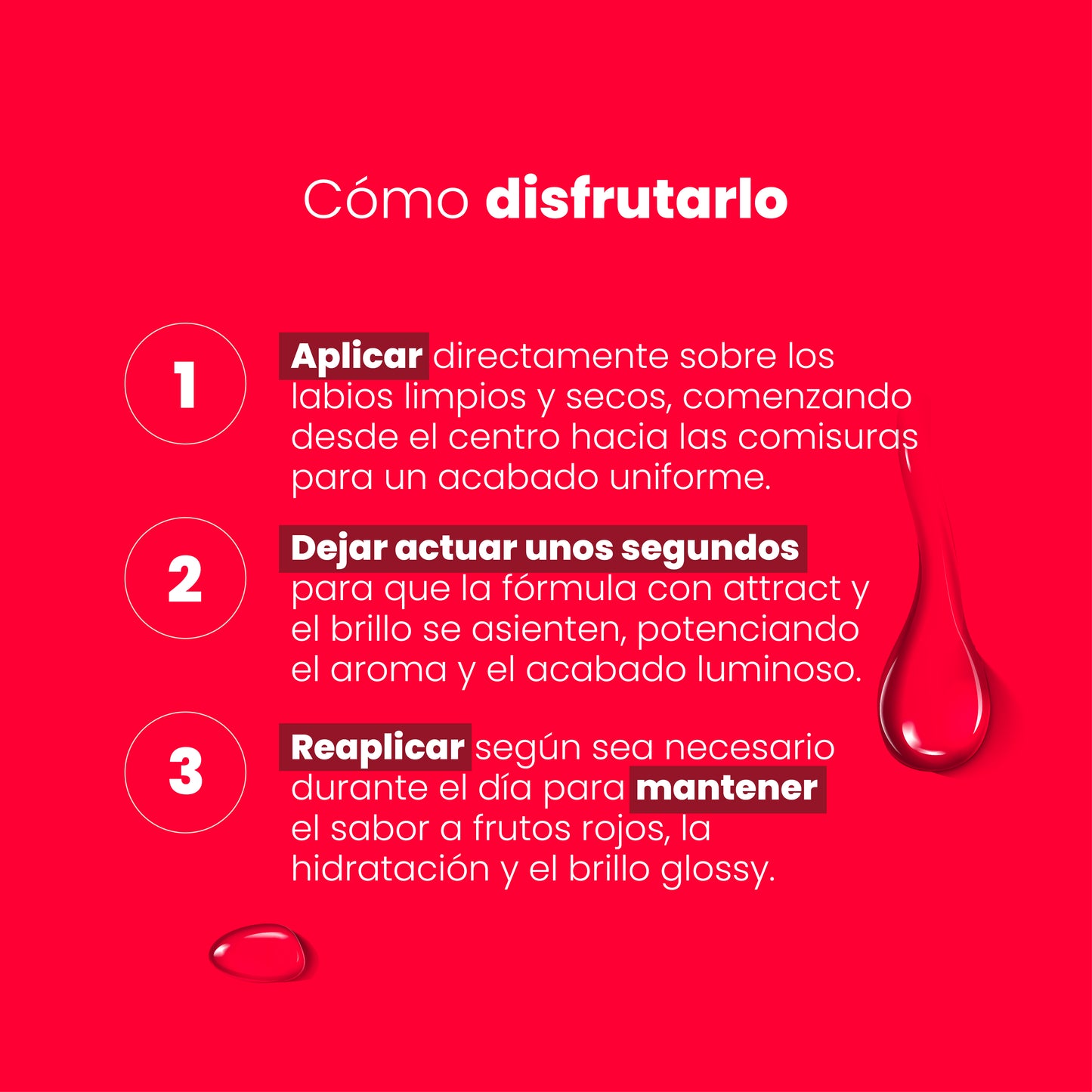 Cómo usar el Brillo Labial Sen Íntimo - Aplicar desde el centro hacia las comisuras, dejar actuar, reaplicar durante el día