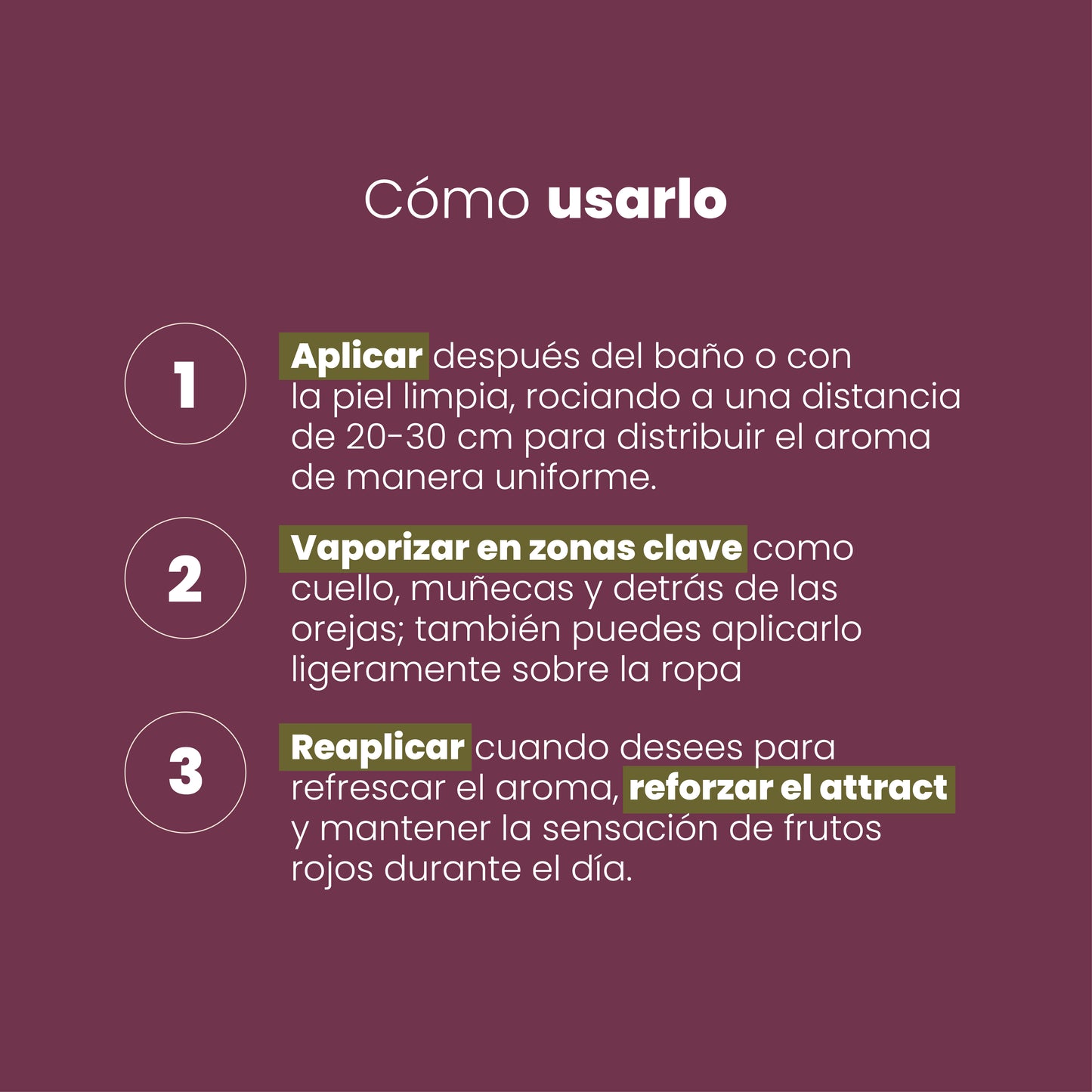 Splash Attract Sen Íntimo - cómo usarlo 3 pasos aplicar vaporizar reaplicar frutos rojos