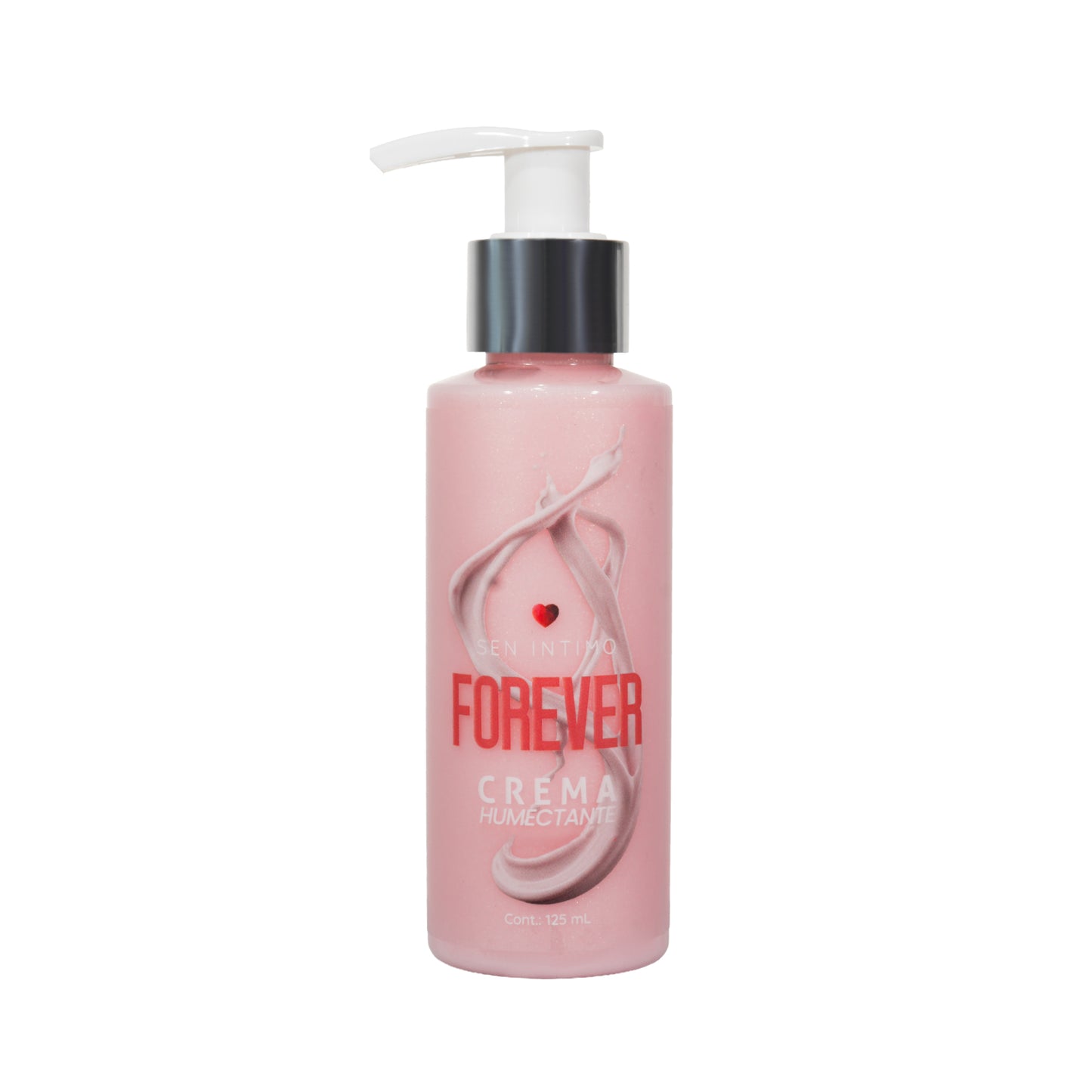 Crema Humectante Forever con Attract 125ml Sen Íntimo - frasco rosado dispensador blanco tapa plateada presentación frontal fondo blanco
