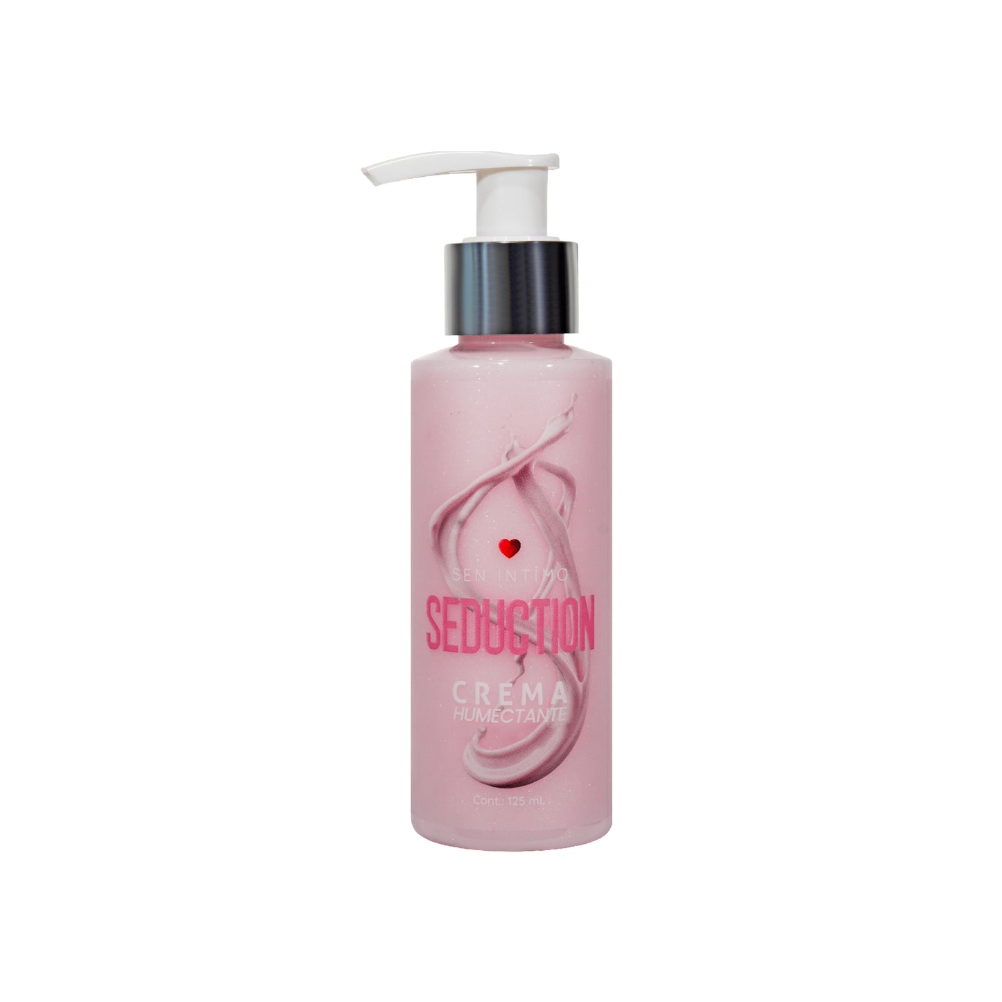 Frasco dispensador Crema Humectante Seduction con Attract 125ml Sen Íntimo, color rosado, fondo blanco