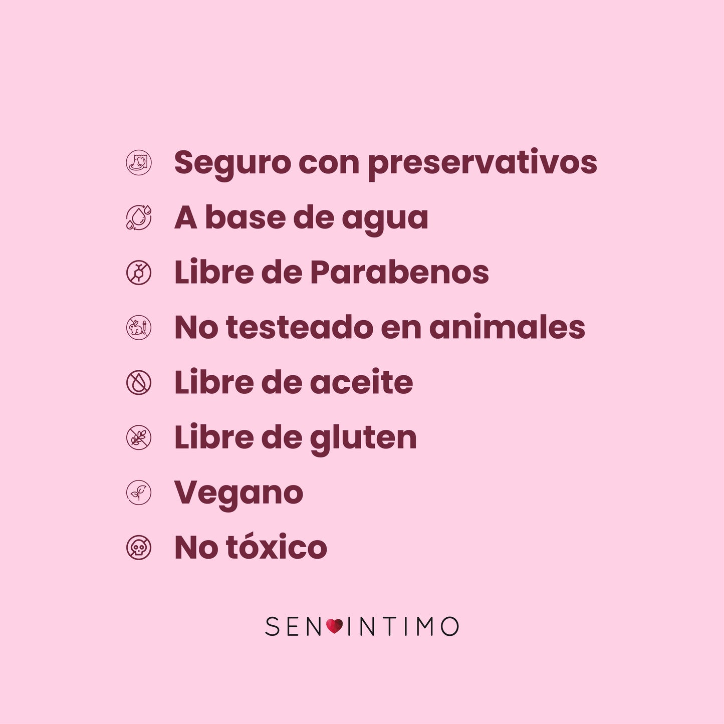 Lubricante íntimo cereza Sen Íntimo - características vegano libre de parabenos