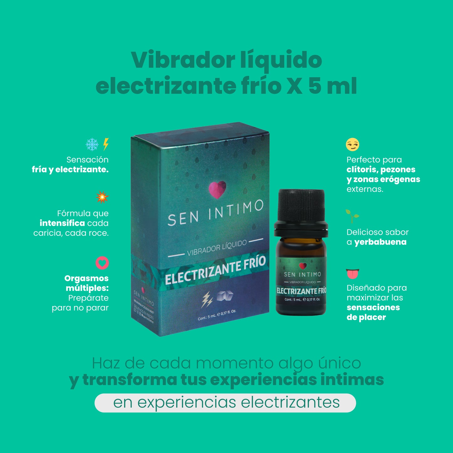 Vibrador Líquido Electrizante Frío X 5 ml