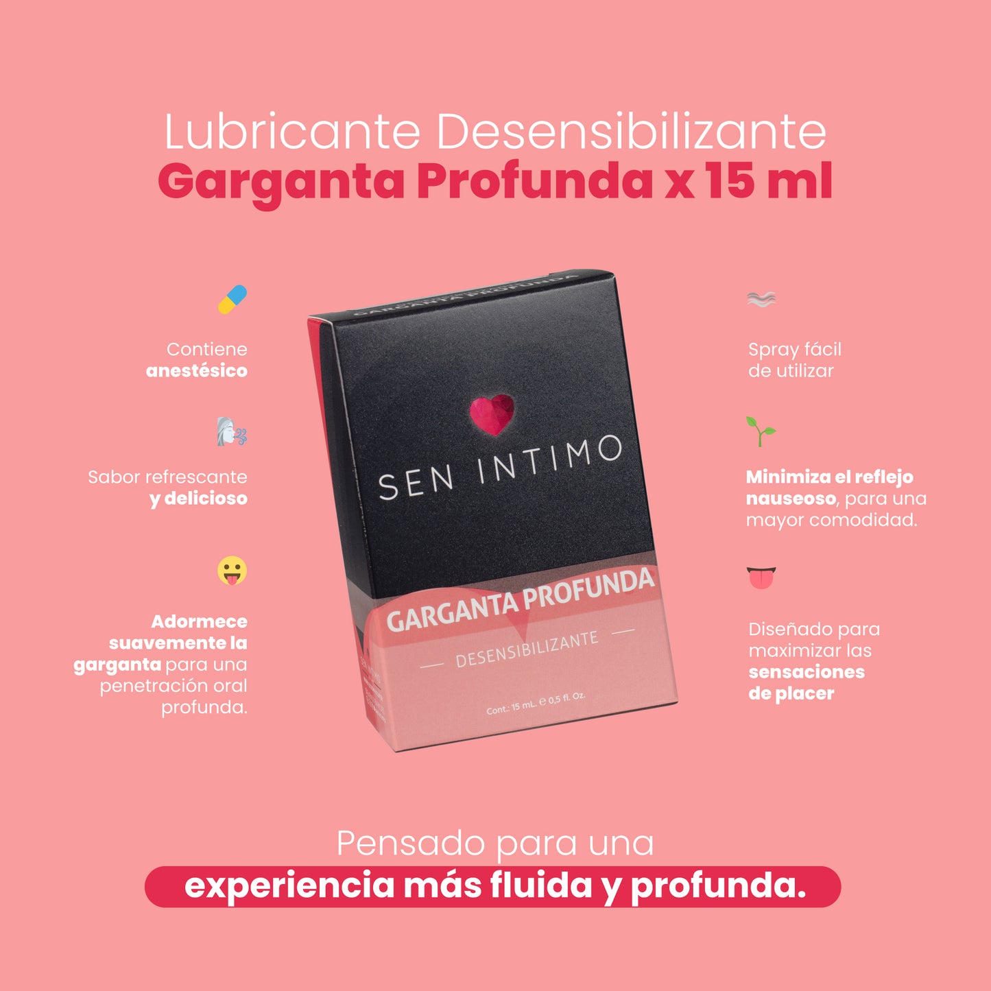 Spray Garganta Profunda Desensibilizante 15ml características - Sen Íntimo