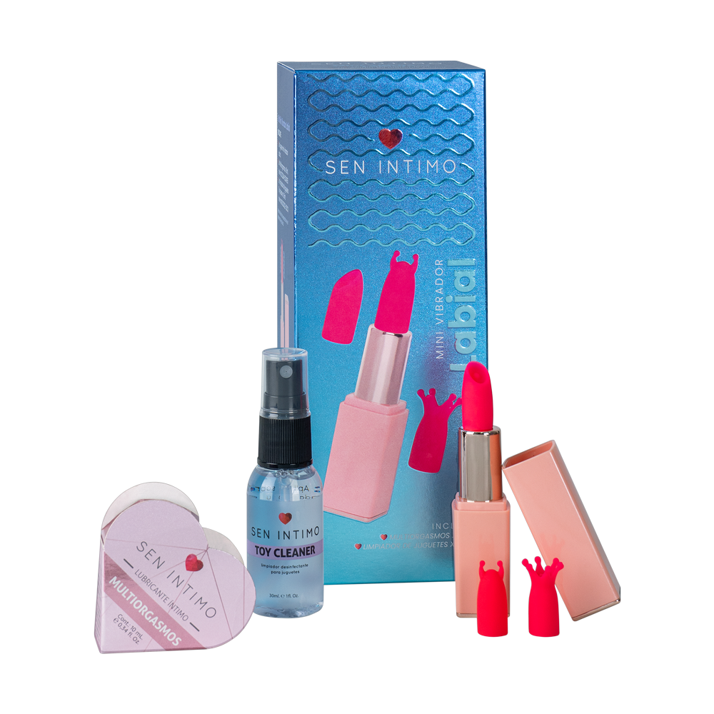 Kit Mini Vibrador Labial Sen Íntimo con lubricante y Toy Cleaner