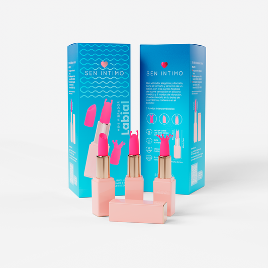 Kit Mini Vibrador Labial Sen Íntimo con tres fundas intercambiables