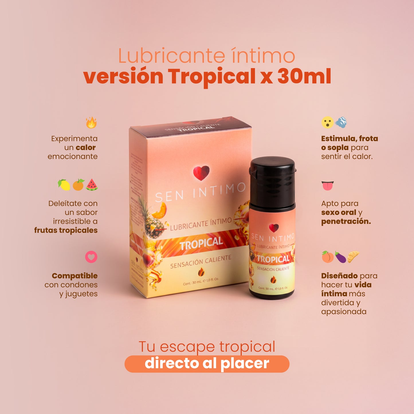 Lubricante íntimo tropical Sen Íntimo - beneficios vegano libre de parabenos a base de agua