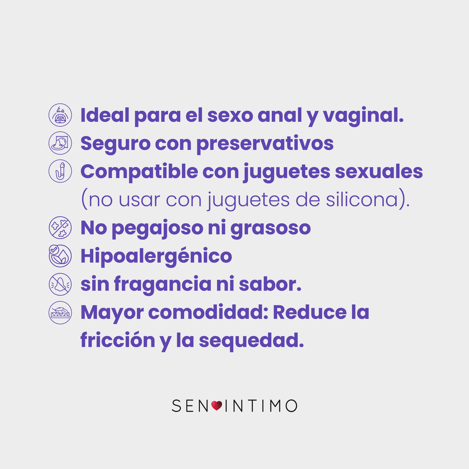 Lubricante híbrido hipoalergénico sin fragancia compatible juguetes - Sen Íntimo