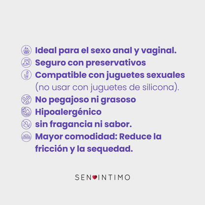 Lubricante híbrido hipoalergénico sin fragancia compatible juguetes - Sen Íntimo