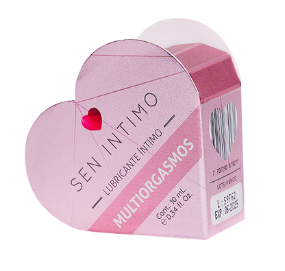 Lubricante Multiorgasmos Corazón 10ml Sen Íntimo - sabor chocolate, efecto cálido, apto sexo oral