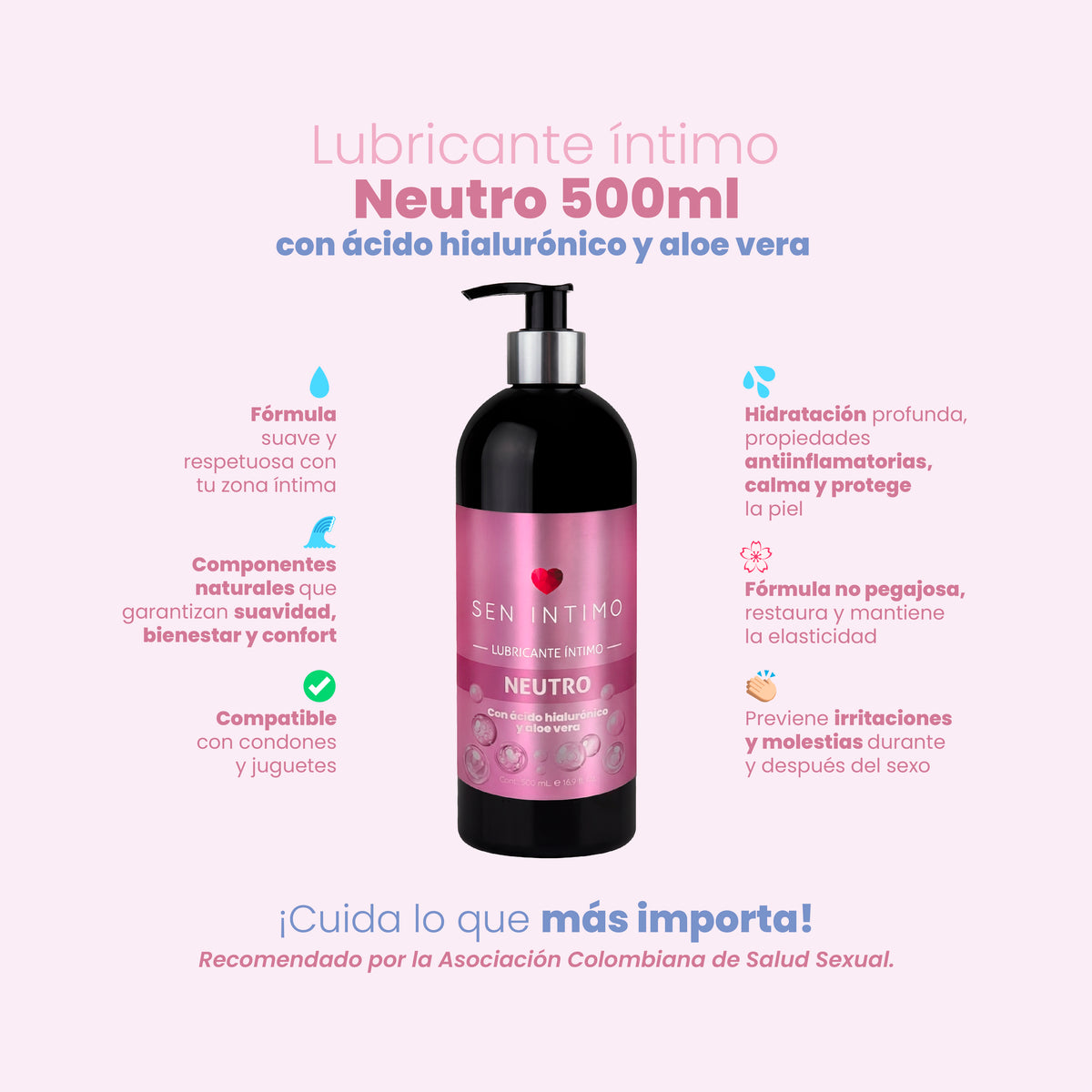 Lubricante vaginal hidratante base agua sin fragancia 500ml