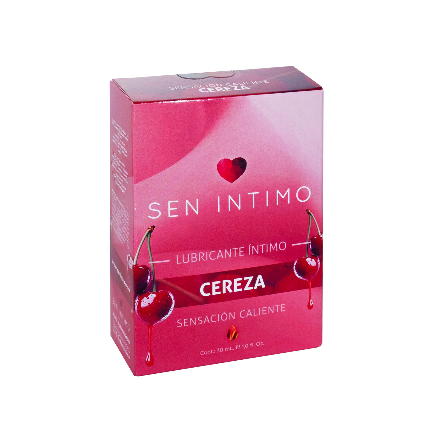 Lubricante íntimo sabor cereza Sen Íntimo - empaque caja vista frontal