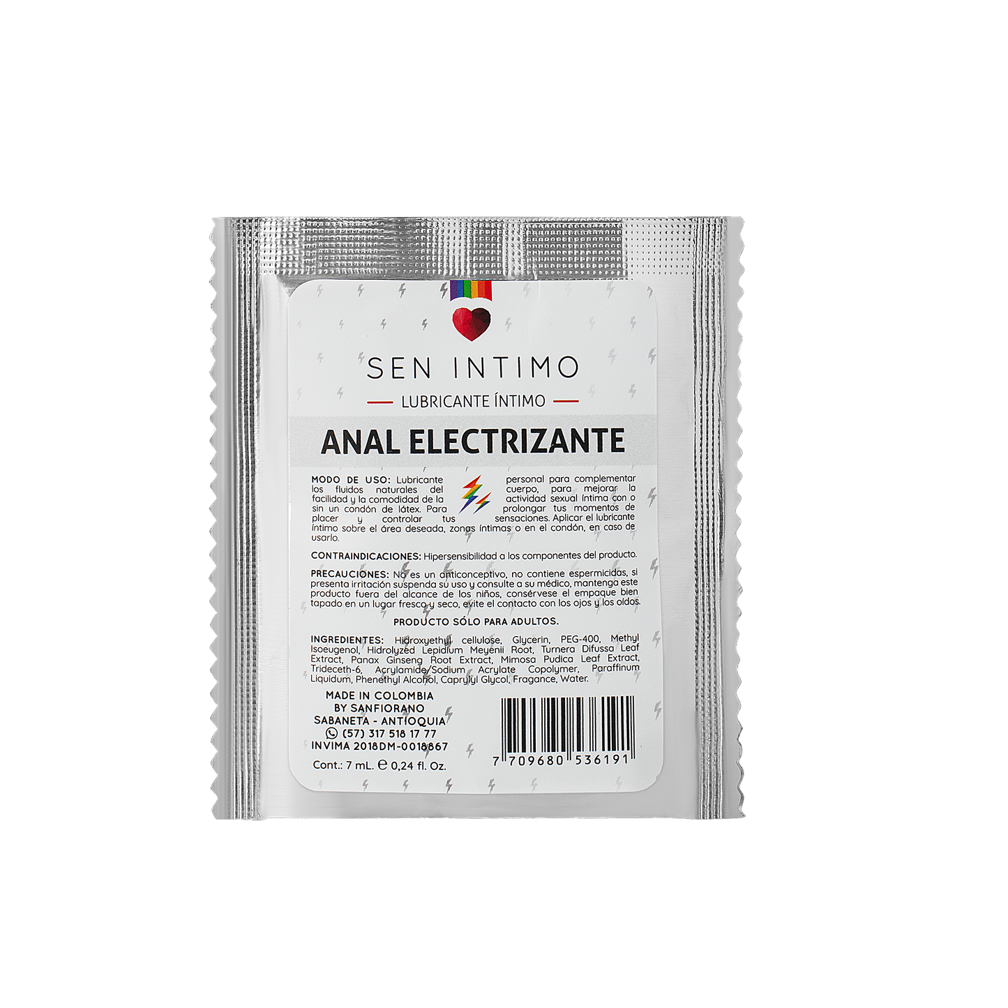 Lubricante Anal Electrizante Sen Íntimo sachet 7ml - lubricante íntimo anal