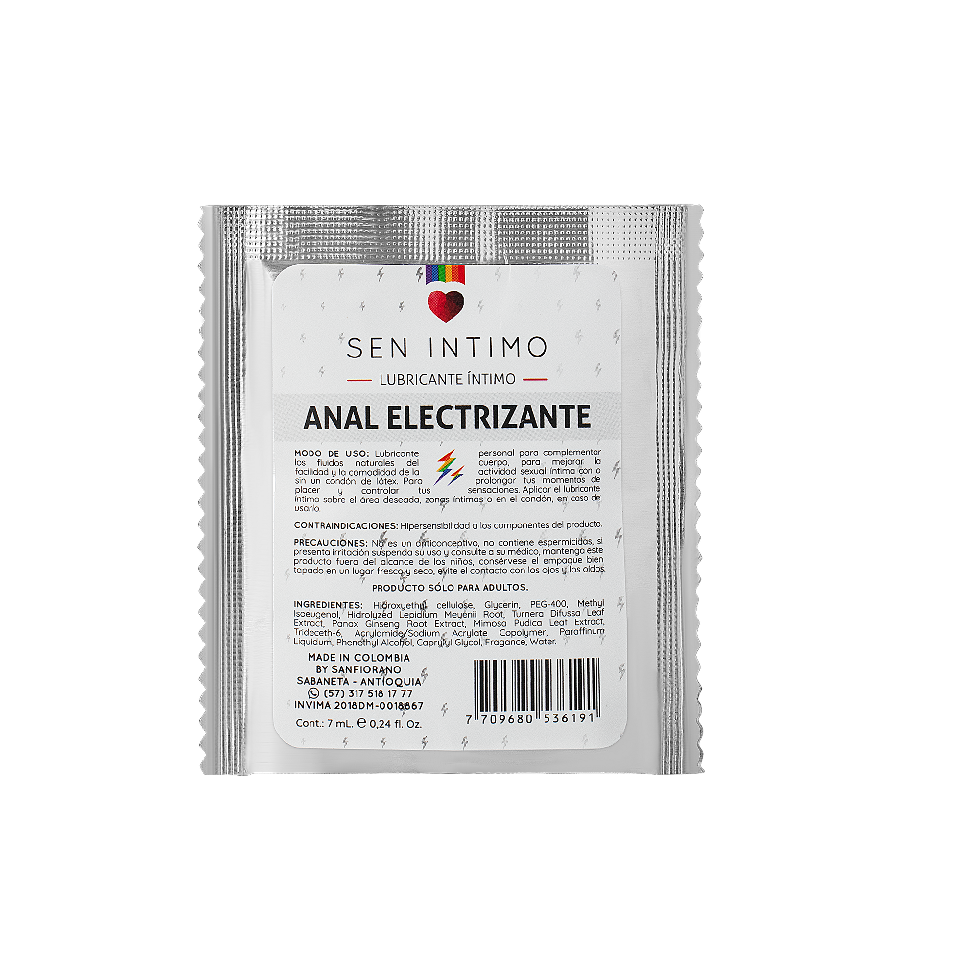 Lubricante Anal Electrizante Sen Íntimo sachet 7ml - lubricante íntimo anal