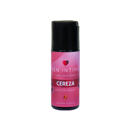 Lubricante íntimo efecto caliente sabor cereza Sen Íntimo 30ml - presentación frontal frasco