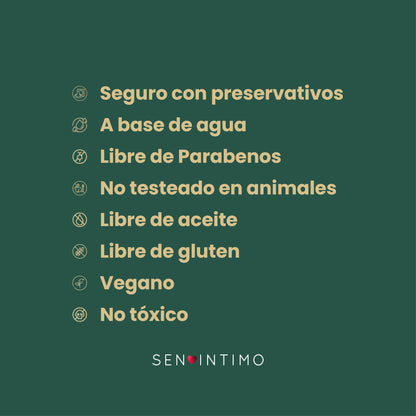 Características lubricante tequila electrizante vegano libre parabenos - Sen Íntimo