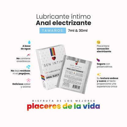 Lubricante íntimo anal electrizante Sen Íntimo 10ml y 30ml - base acuosa sin anestésicos