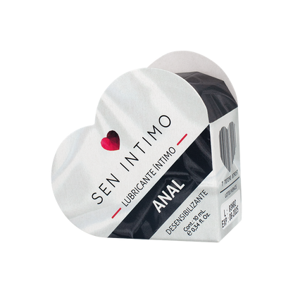 Lubricante Anal Desensibilizante Corazón 10ml Sen Íntimo - textura sedosa, compatible con preservativos