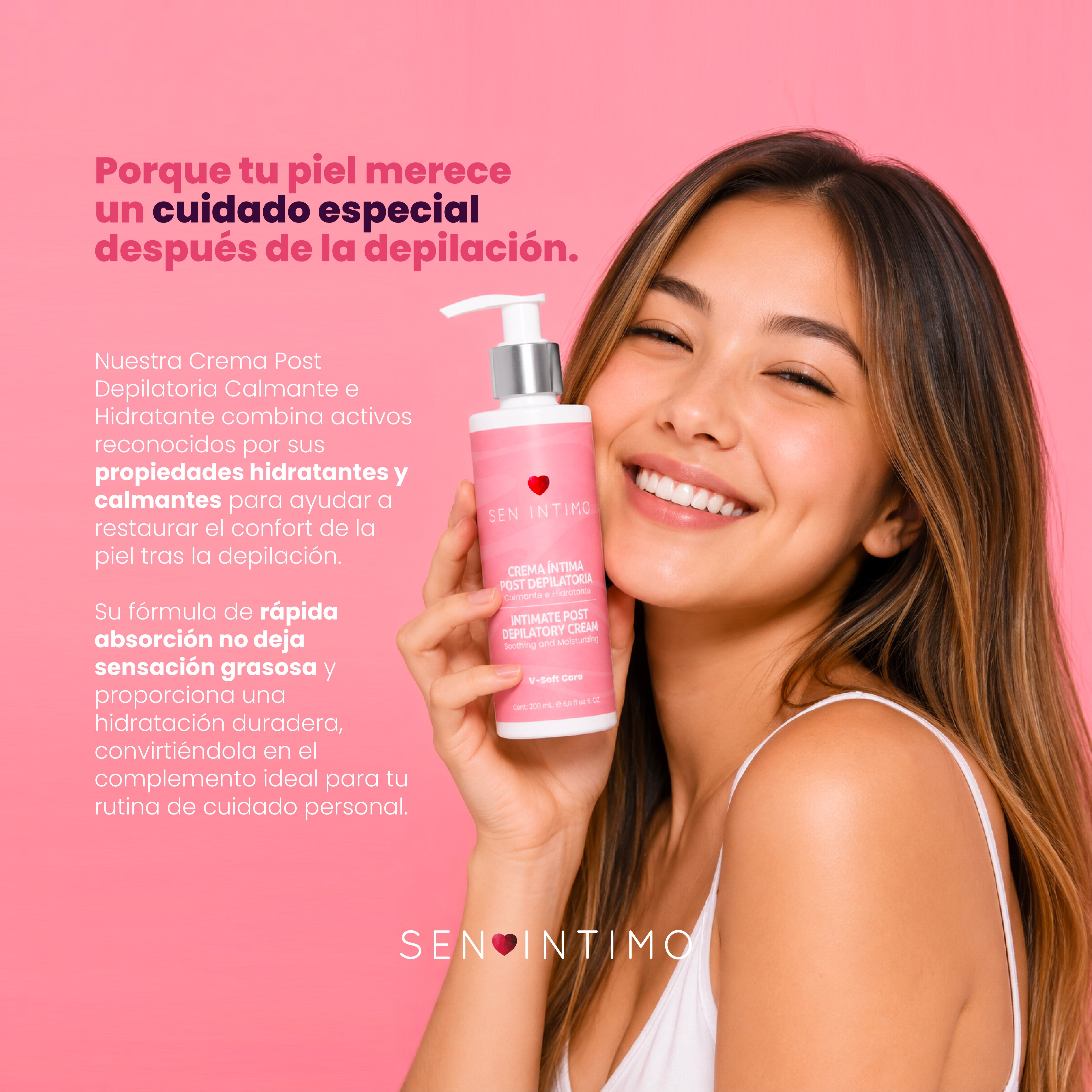 Crema post depilatoria íntima Sen Íntimo calmante hidratante rápida absorción