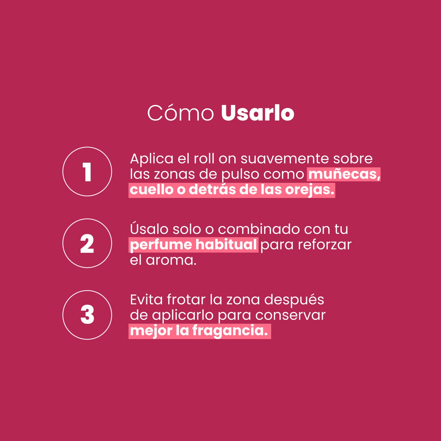 Perfume Attract Concentrado Gotero Sen Íntimo - modo de uso 3 pasos zonas de pulso