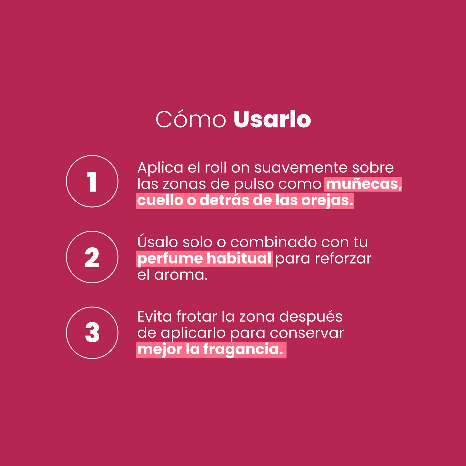 Perfume Attract Concentrado Gotero Sen Íntimo - modo de uso 3 pasos zonas de pulso