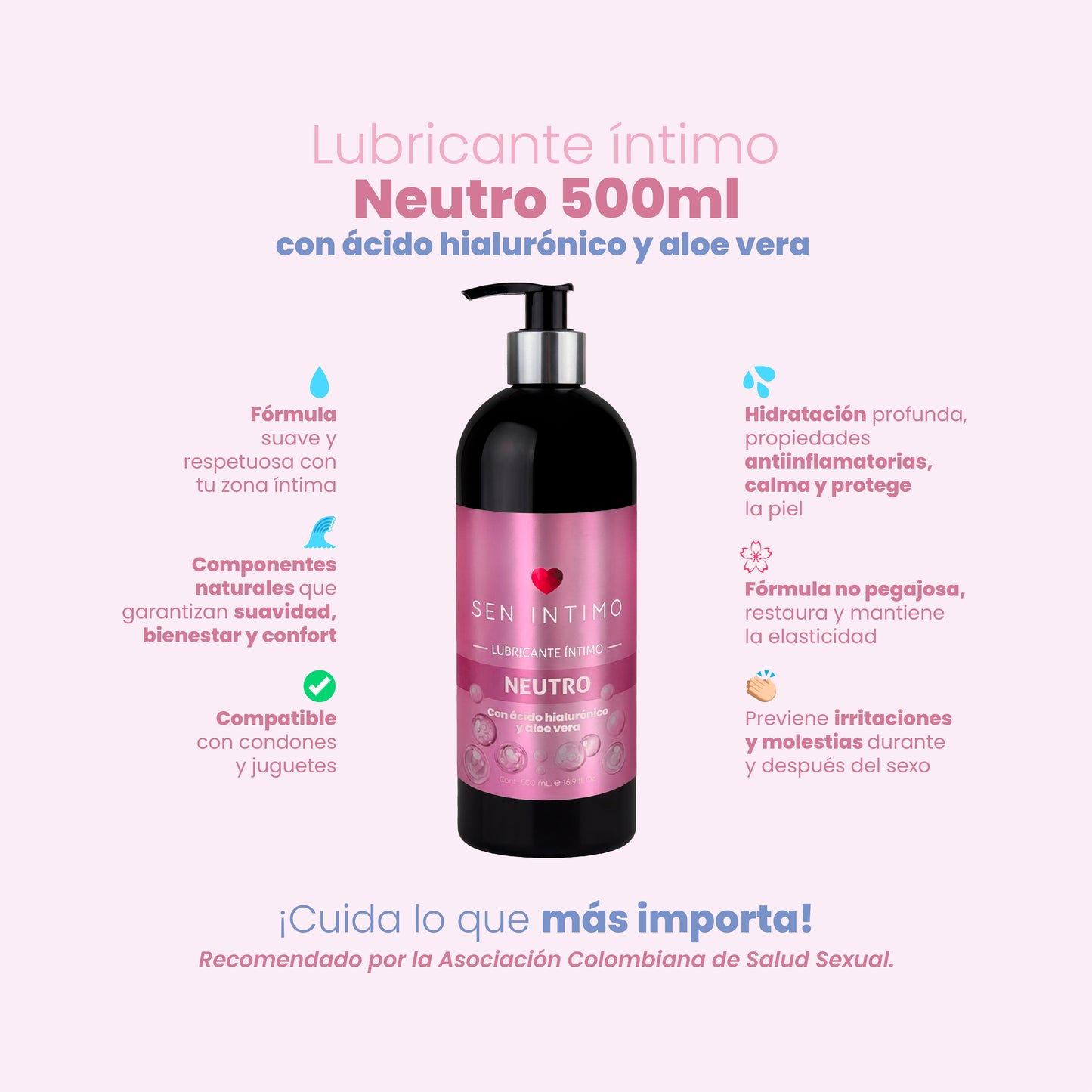 Lubricante vaginal hidratante base agua sin fragancia 500ml

