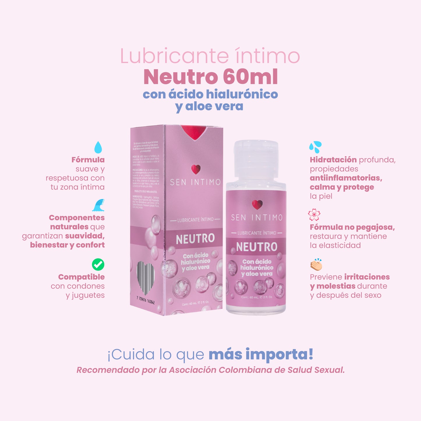 Lubricante Neutro con Ácido Hialurónico y Aloe Vera x 60 ml