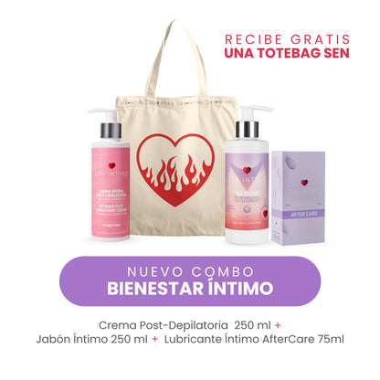 Combo Bienestar Íntimo Sen Íntimo - Crema Post Depilatoria, Jabón Íntimo, AfterCare y Totebag gratis