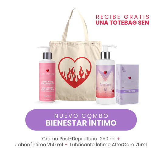 Combo Bienestar Íntimo Sen Íntimo - Crema Post Depilatoria, Jabón Íntimo, AfterCare y Totebag gratis