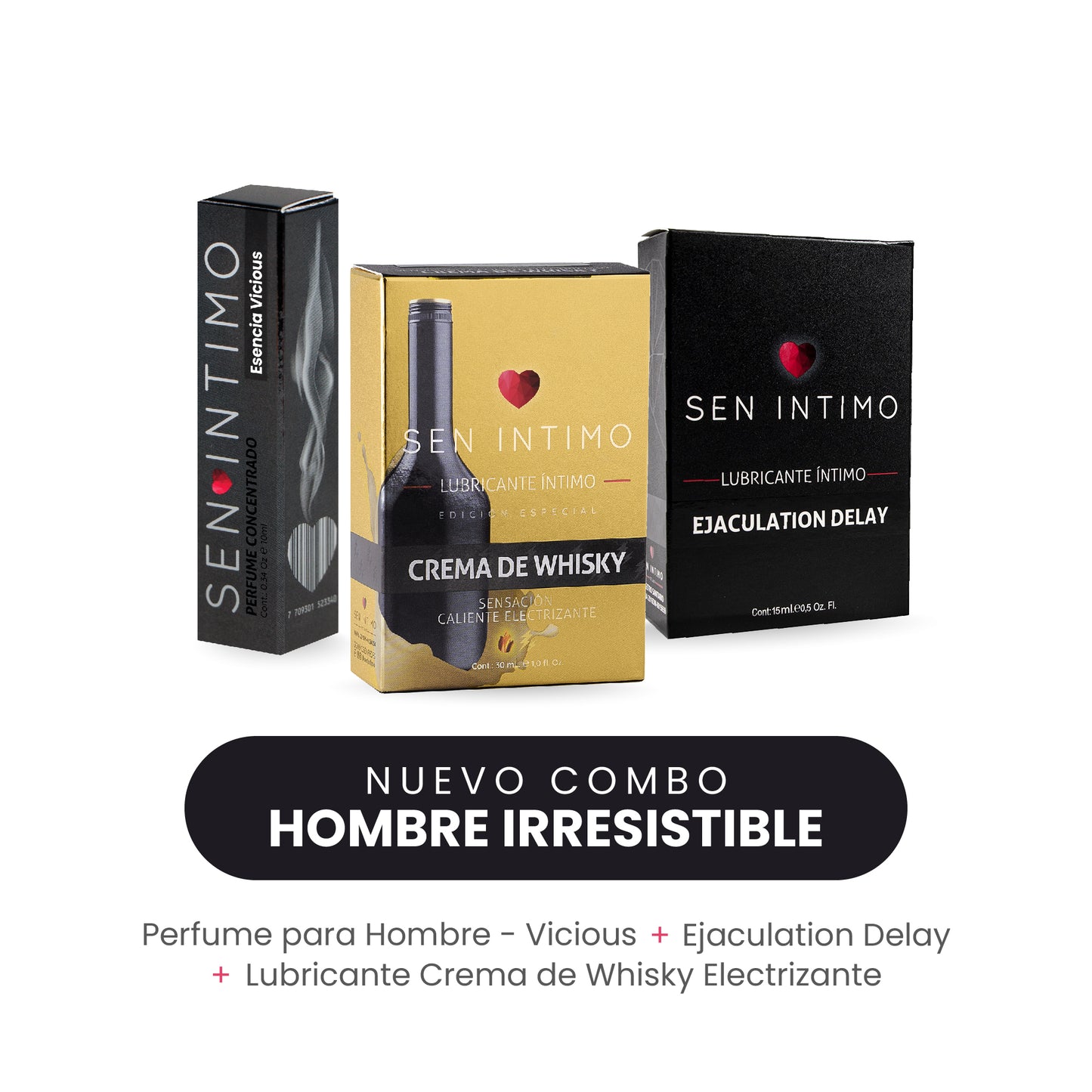 Combo Hombre Irresistible | Fragancia Vicious + Ejaculation Delay + Crema de Whisky