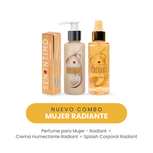 Combo Mujer Radiante Sen Íntimo - Perfume Esencia Radiant, Crema Humectante y Splash Corporal 125ml