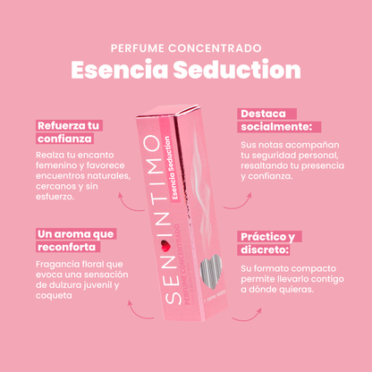 Perfume Attract Esencia Seduction para Mujer Roll-On Sen Íntimo - 4 beneficios caja rosa fucsia 10ml