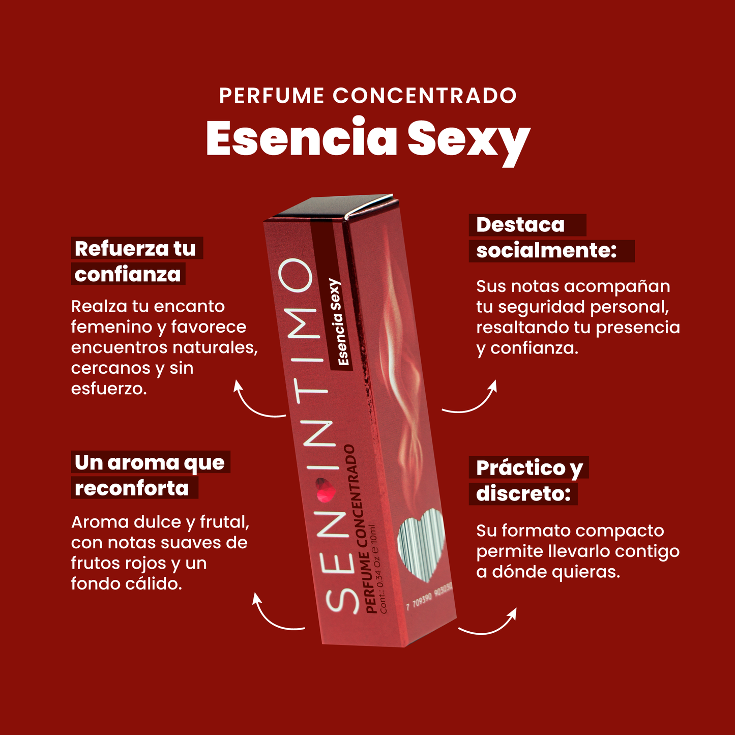 Perfume Attract Esencia Sexy para Mujer Roll-On Sen Íntimo - 4 beneficios refuerza confianza destaca socialmente