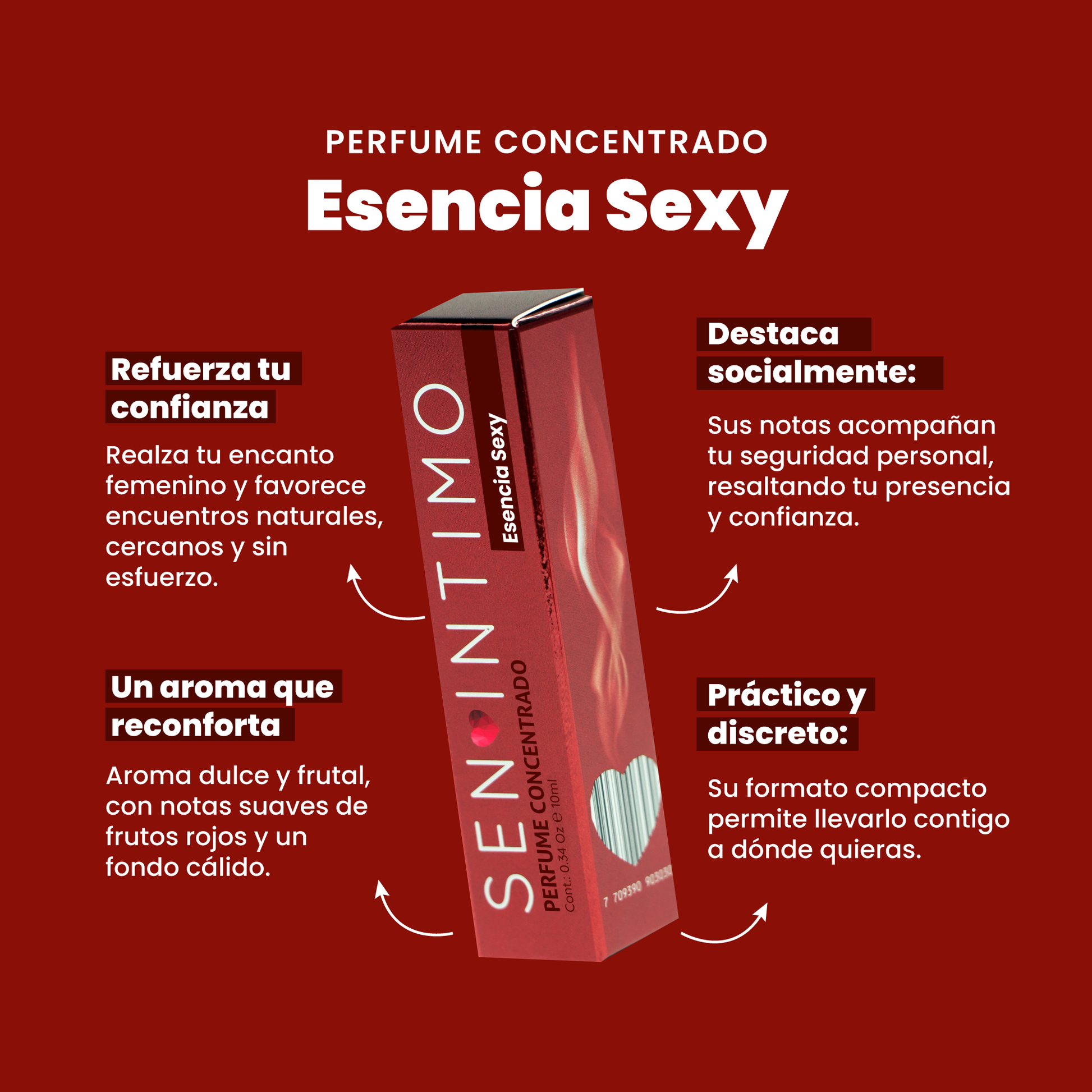 Perfume Attract Esencia Sexy para Mujer Roll-On Sen Íntimo - 4 beneficios refuerza confianza destaca socialmente